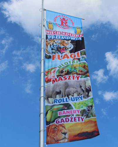 Flaga reklamowa z logo 120×300 cm
