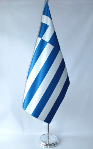 Flaga reklamowa atłasowo- satynowa dwustronna flaga Grecji o wymiarach 100×160 cm