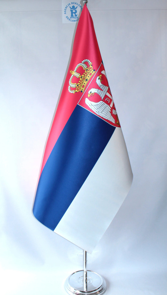 Flaga reklamowa atłasowo – satynowa dwustronna flaga Serbii o wymiarach 100×160 cm