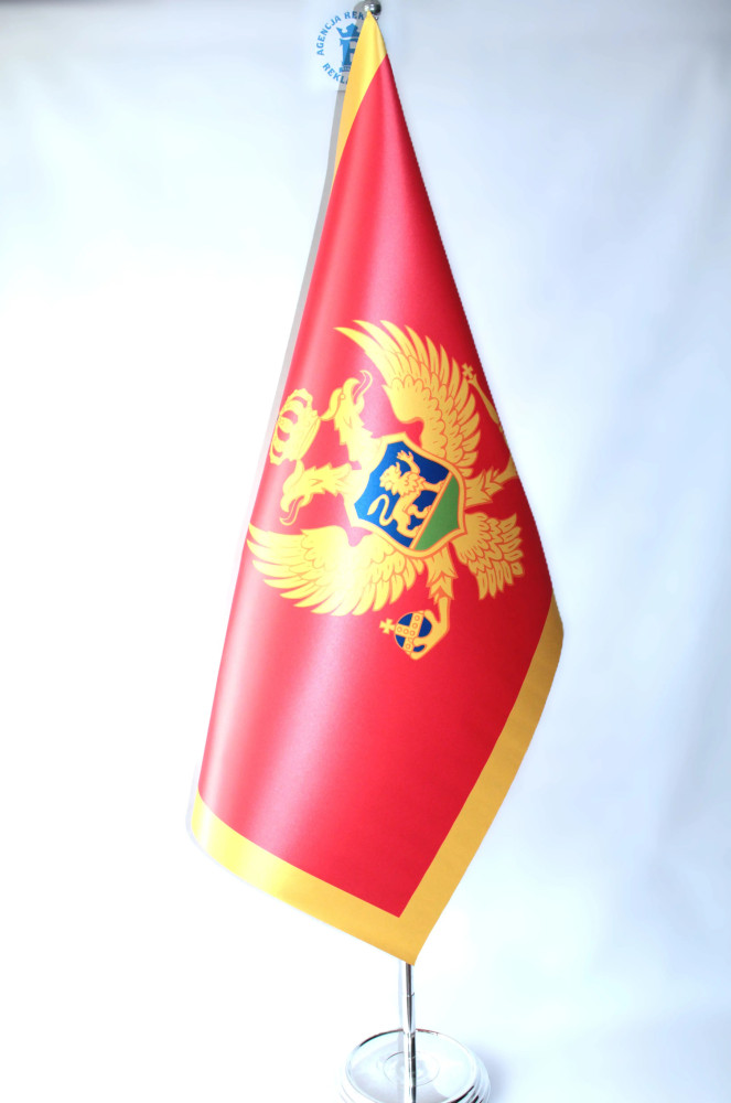 Flaga reklamowa atłasowo – satynowa dwustronna flaga Czarnogóry o wymiarach 100×160 cm