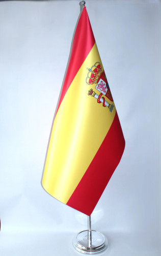 Flaga reklamowa atłasowo – satynowa dwustronna flaga Hiszpanii o wymiarach 100×160 cm