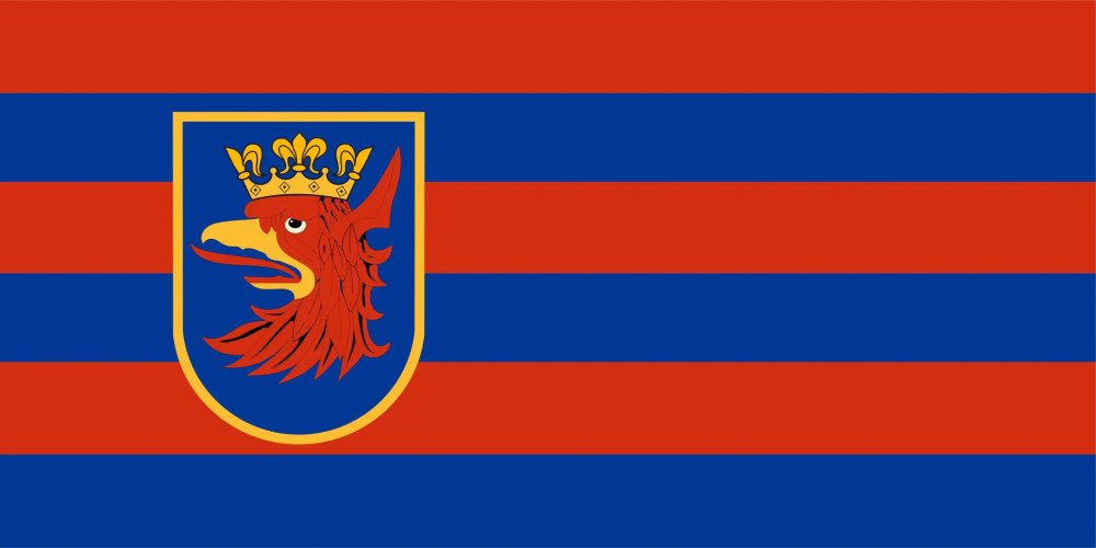 Flaga reklamowa miasta Szczecin o wymiarach 110 x 70 cm