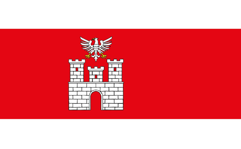 Flaga reklamowa miasta Sieradz o wymiarach 110 x 70 cm