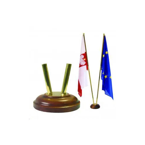 Stojak flagowy 2-ramienny na podstawie drewnianej