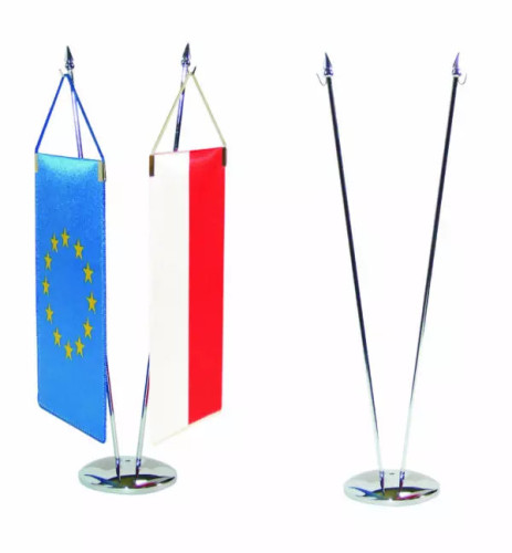 Stojaczek na proporczyk 2-ramienny sferyczny w kolorze srebrnym