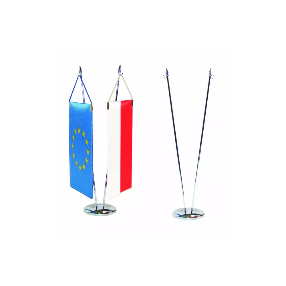 Stojaczek na proporczyk 2-ramienny sferyczny w kolorze srebrnym