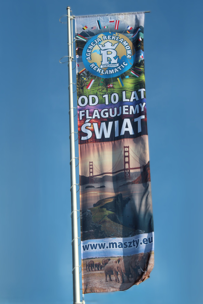 FLAGA REKLAMOWA Z DOWOLNĄ GRAFIKĄ  - poliester 155g/m2