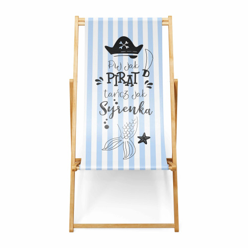 Leżak reklamowy z nadrukiem „Pij jak pirat tańcz jak syrenka”