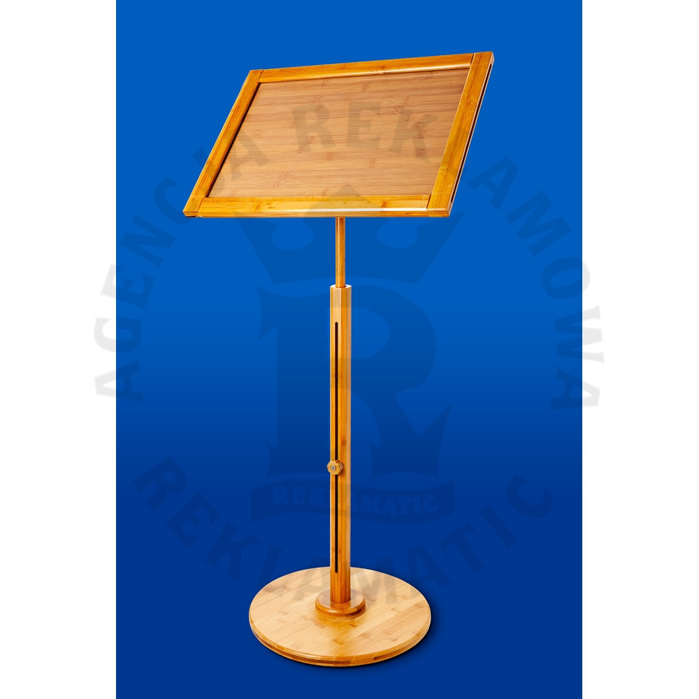 Stojak bambusowy na menu z ramką A3  regulowaną wysokością