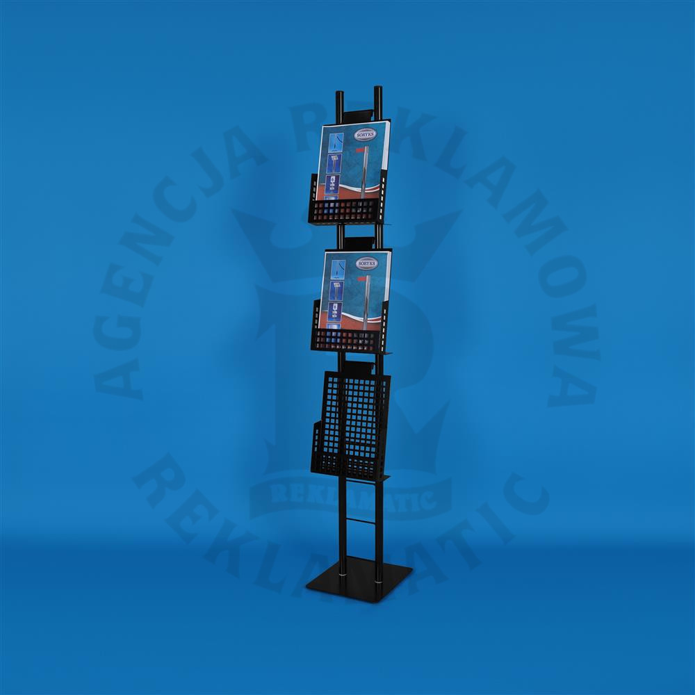 Stojak na ulotki 3xA4 z kieszeniami metalowymi