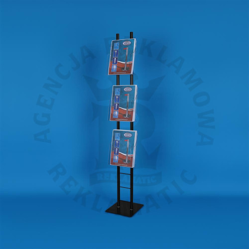 Czarny stojak  na ulotki 3 xA5 lub 3xA4 pleksi