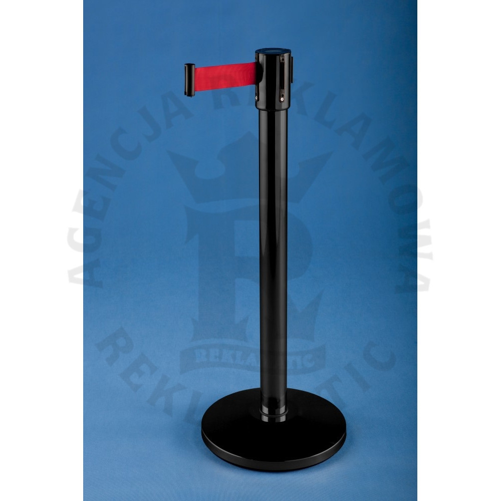 Odgradzający słupek czarny z taśmą czerwoną 3m lub 5m
