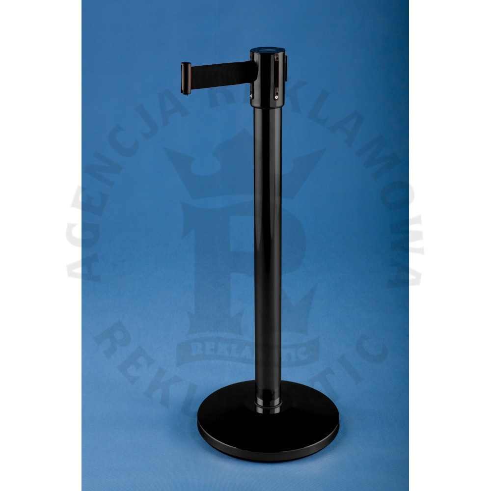 Słupek odgradzający czarny z czarną taśmą 3m lub 5m