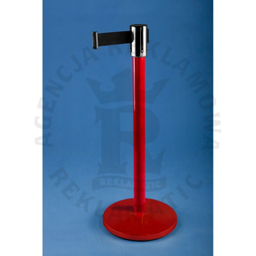 Czerwony Słupek odgradzający z taśmą czarną