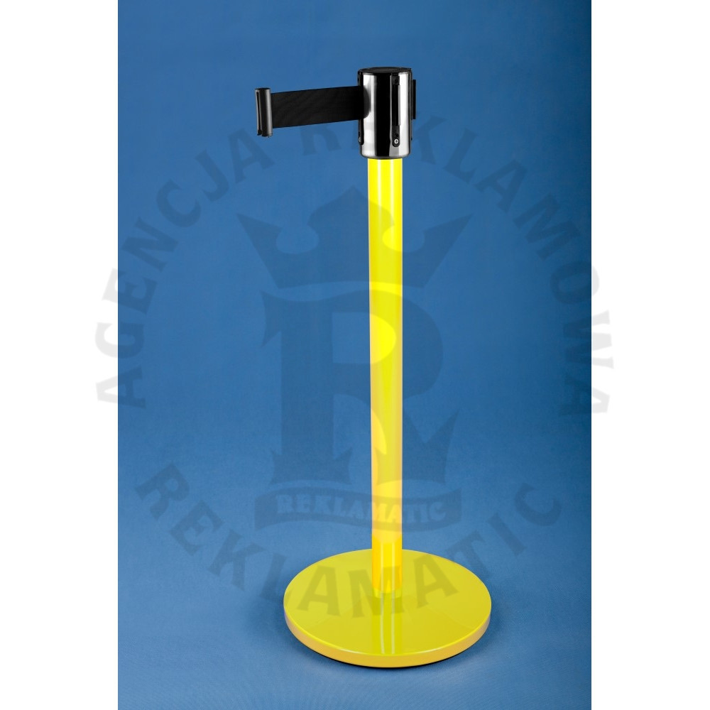 Żółty Słupek odgradzający z taśmą czarną