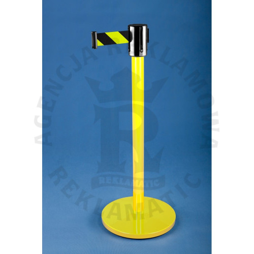 Żółty Słupek odgradzający z taśmą żółto-czarną