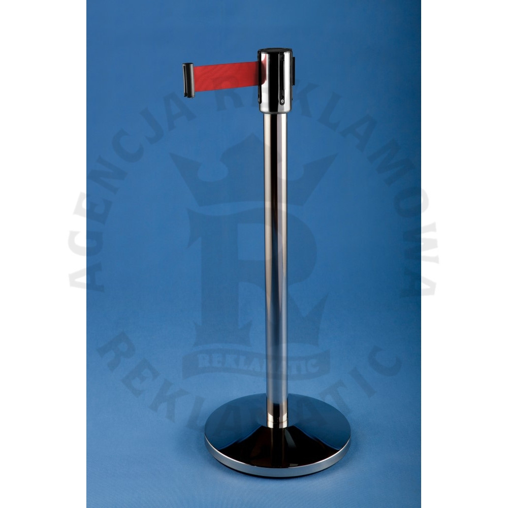 Słupek srebrny z czerwoną taśmą 3m