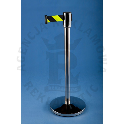 Słupek srebrny z żółto-czarną taśmą 5m