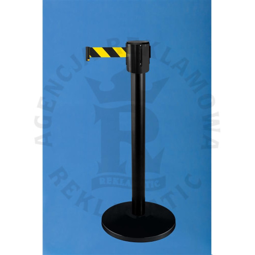 Słupek odgradzający z taśmą żółto-czarną 9 m