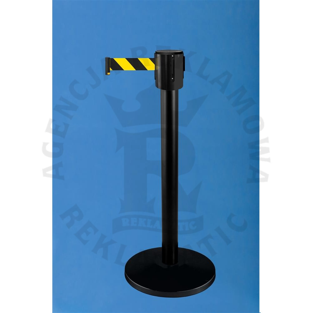 Słupek odgradzający z taśmą żółto-czarną 9 m