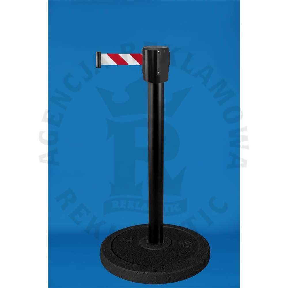 Słupek odgradzający z biało-czerwoną taśmą 10 m podstawa recykling