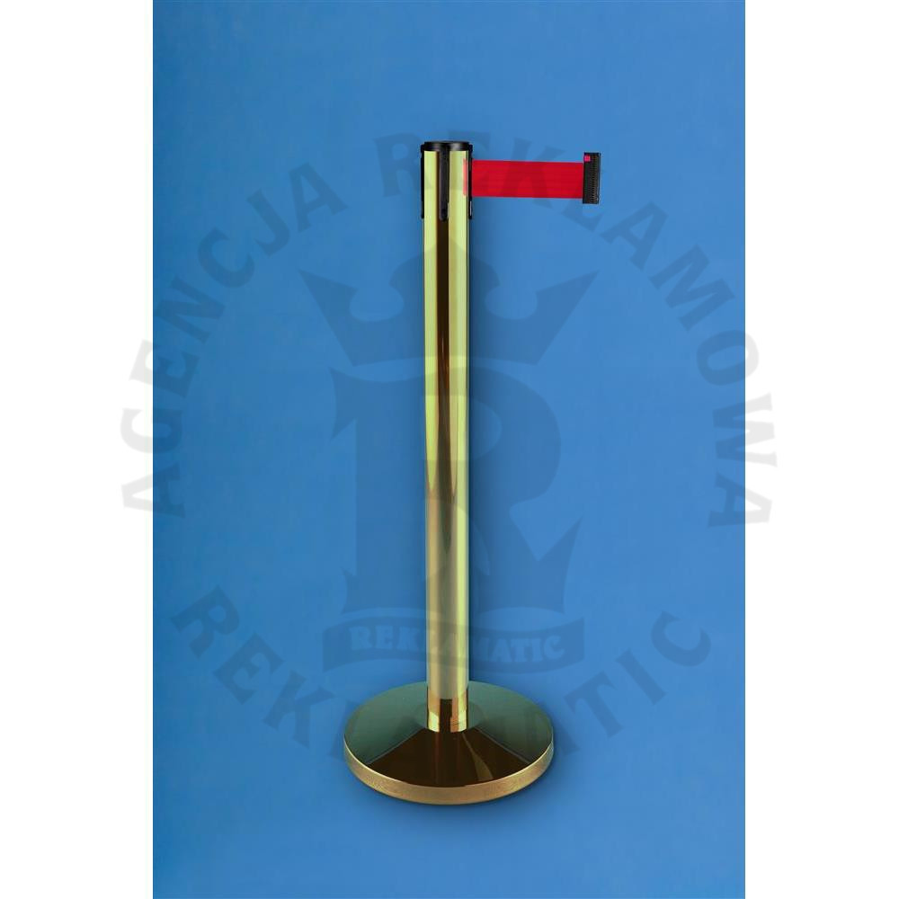 Złoty słupek odgradzający z czerwoną taśmą odgradzającą do 2,5 m stal nierdzewna
