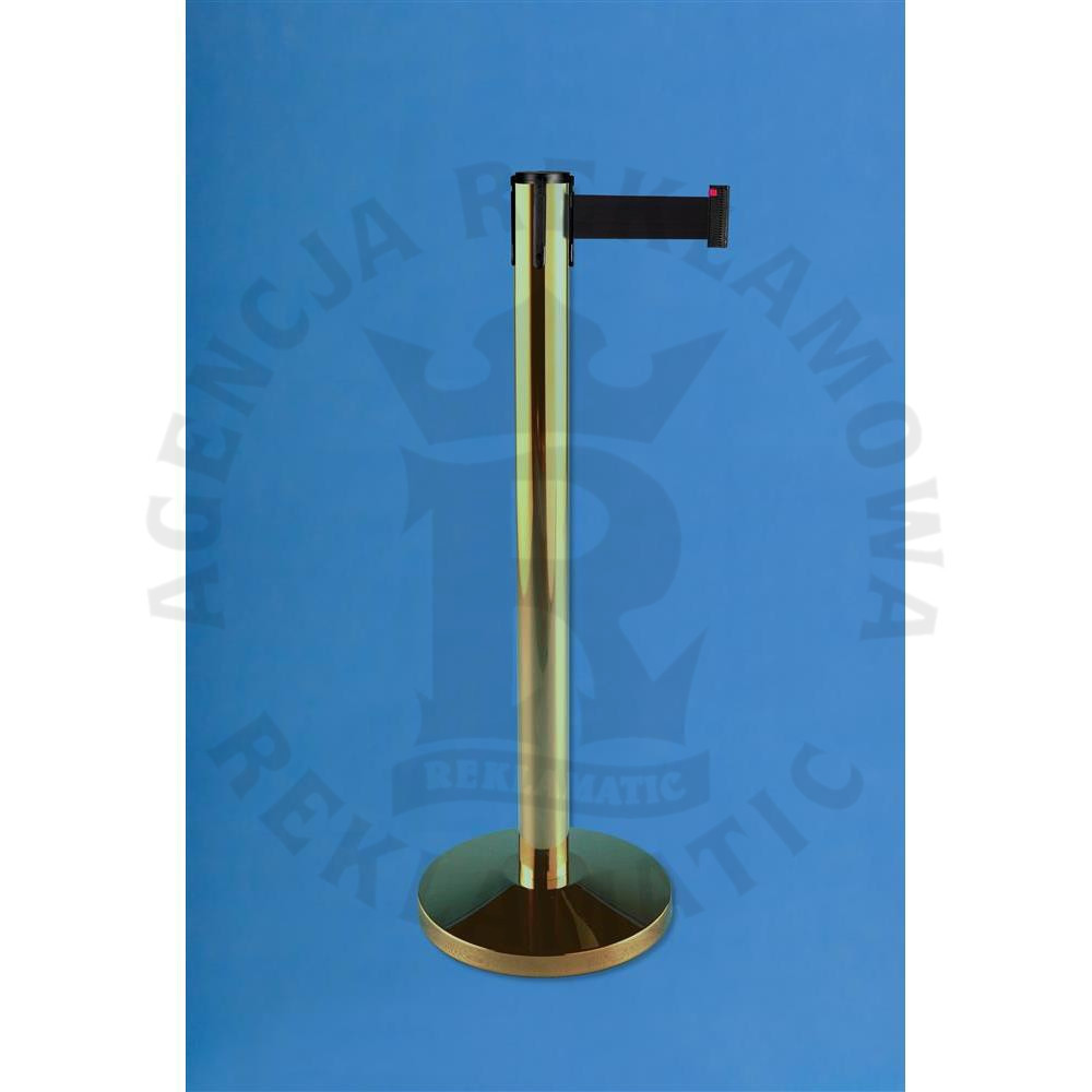 Złoty słupek odgradzający z czarną taśmą odgradzającą do 2,5 m stal nierdzewna