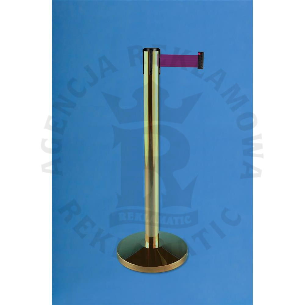 Złoty słupek odgradzający z fioletową taśmą 3,6 m  stal nierdzewna