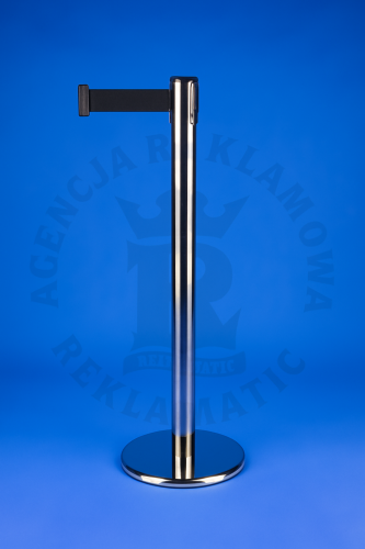 Słupek hotelowy odgradzający z taśmą czarną 2,3m lub 3,6m