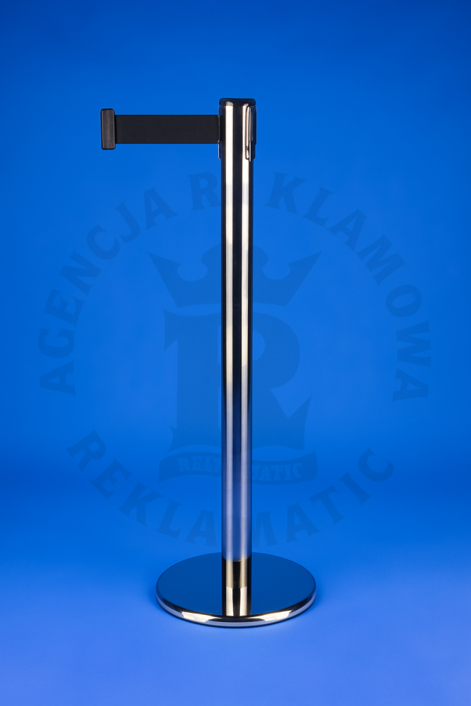 Słupek hotelowy odgradzający z taśmą czarną 2,3m lub 3,6m