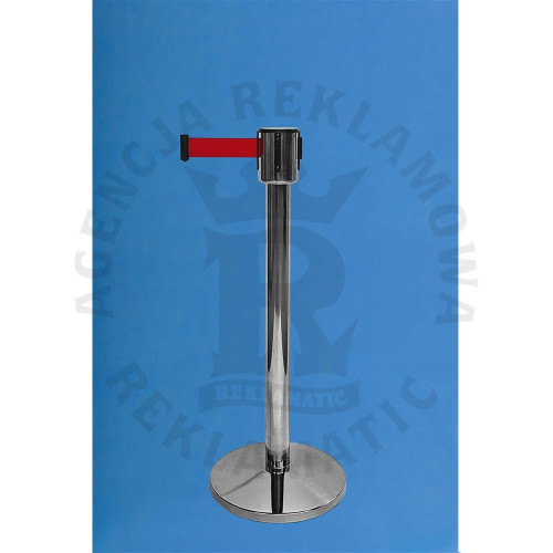 Słupek odgradzający z czerwoną taśmą 9 m stal nierdzewna