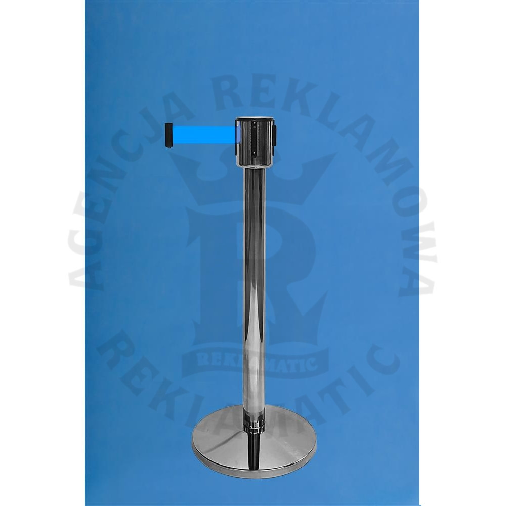 Słupek odgradzający z niebieska taśma 9 m stal nierdzewna