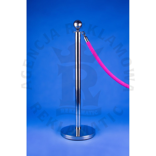 Słupek srebrny zakończony kulą stal nierdzewna do łączenia ze sznurem