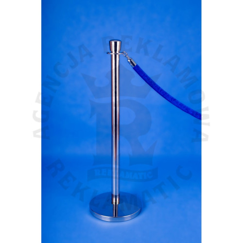 Srebny Słupek odgradzający z głowicą do łączenia ze sznurem