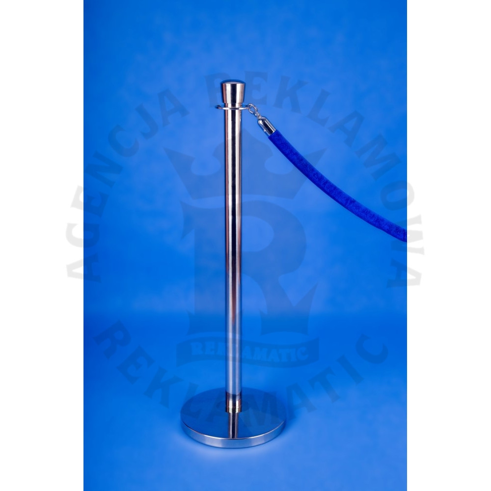 Srebny Słupek odgradzający z głowicą do łączenia ze sznurem