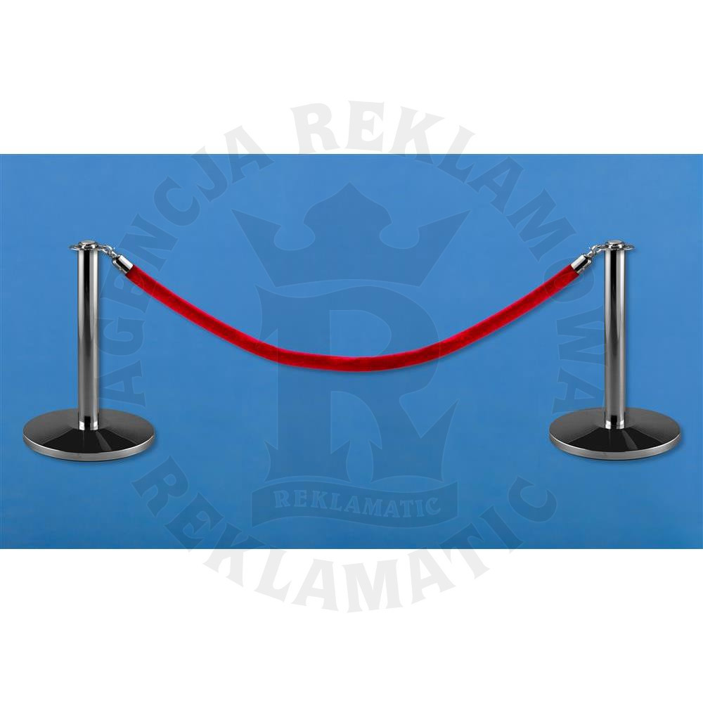 Niskie słupki odgradzające z czerwoną liną i niską głowicą (zestaw: 2 słupki + czerwony sznur)
