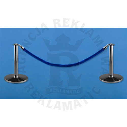 Niskie słupki odgradzające z niebieską liną i niską głowicą (zestaw: 2 słupki + niebieskim sznurem)