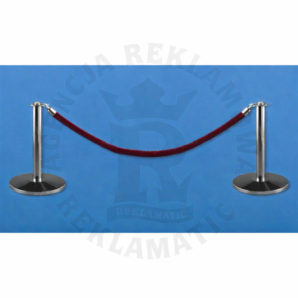 Niskie słupki odgradzające z bordową liną i niską głowicą (zestaw: 2 słupki + bordowym sznurem)