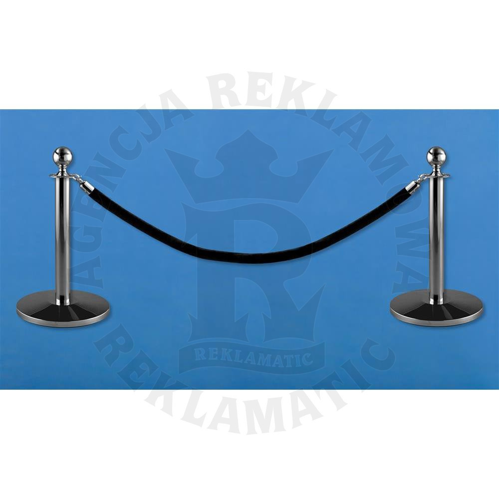 Zestaw niskich słupków odgradzających z trwałym lakierem proszkowym oraz czarnym sznurem 1,5 m