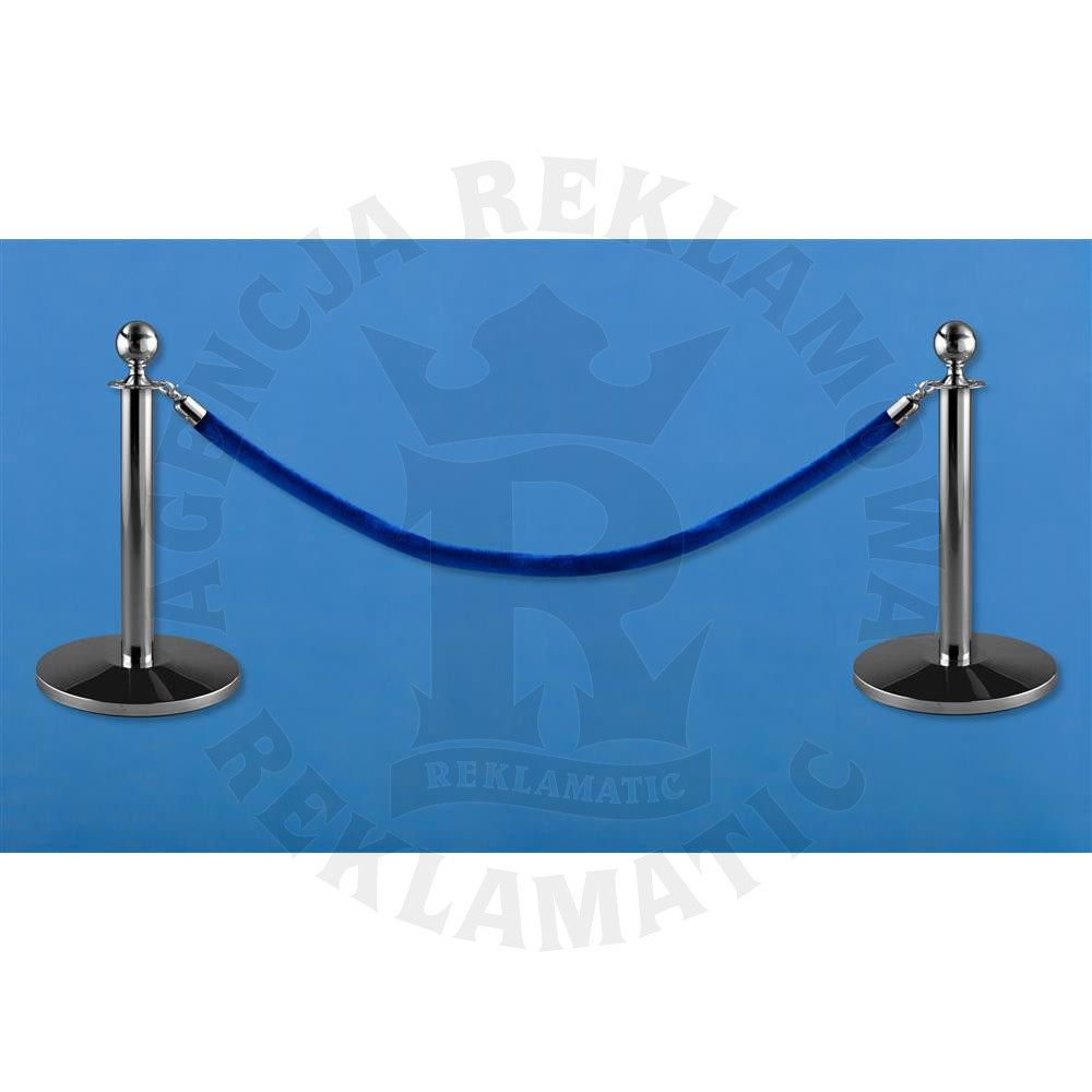 Zestaw niskich słupków odgradzających z trwałym lakierem proszkowym oraz niebieskim sznurem 1,5 m