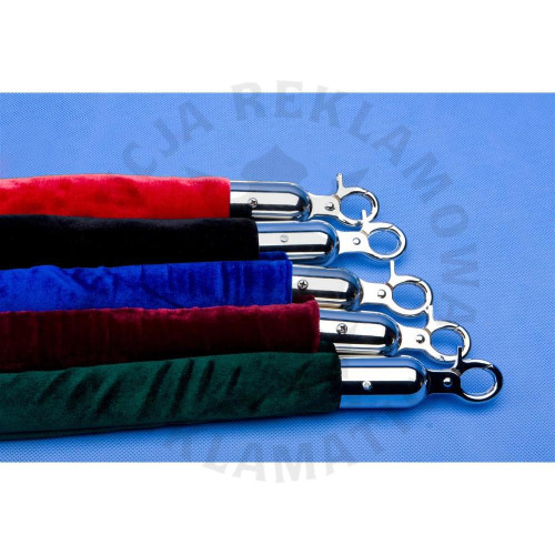 Sznur odgradzający aksamitny o długości 2 m zakończenie srebrne