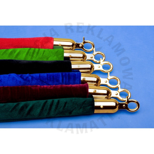 Aksamitny sznur odgradzający 1,5 m ze złotymi zakończeniami