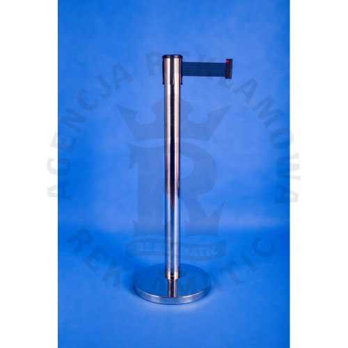 Elegancki słupek odgradzający ze stali nierdzewnej z granatową taśmą 3,6 m