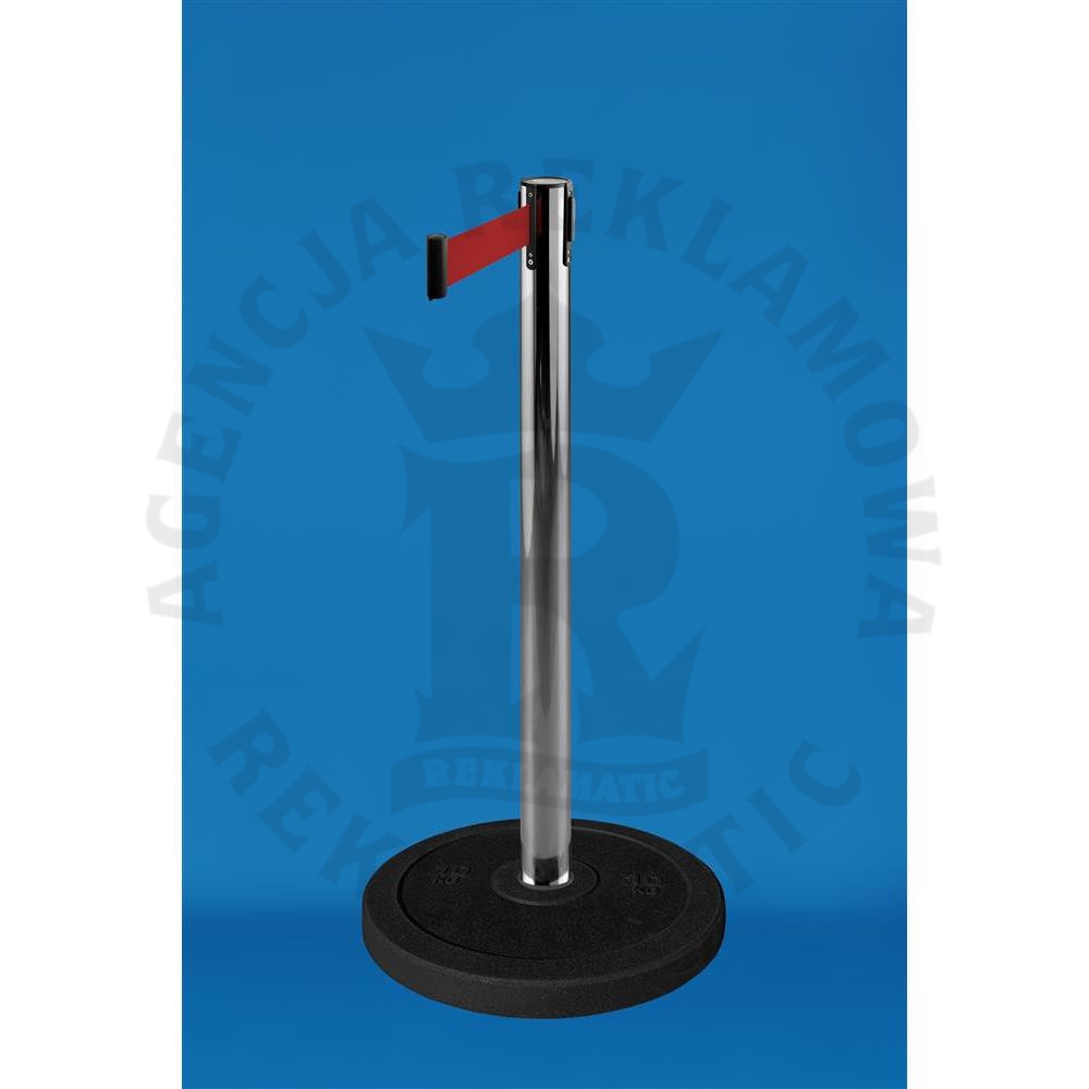 Słupek odgradzający z czerwoną taśmą wysuwaną na 3,6 m