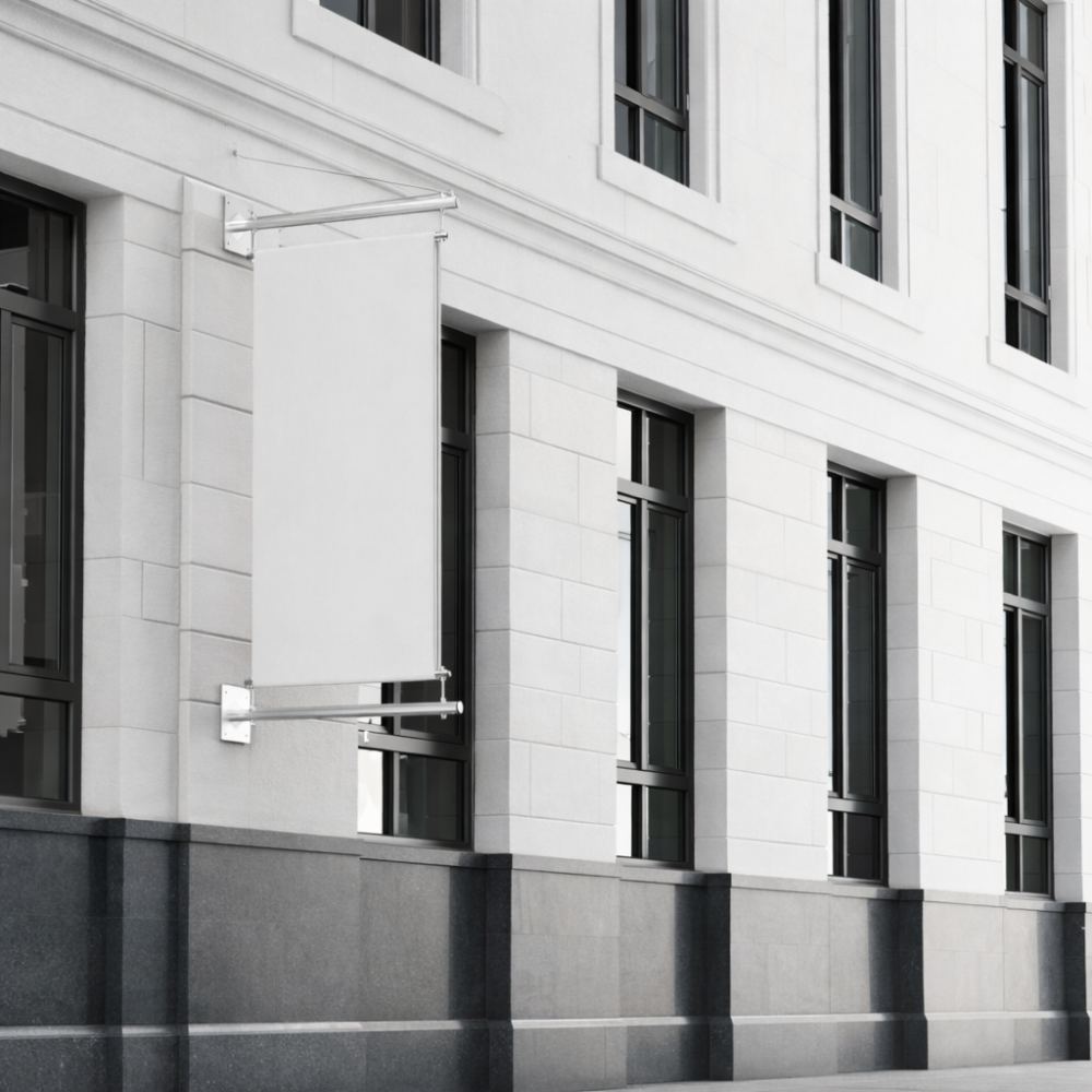 Uchwyt fasadowy do banerów prostopadłych INOX